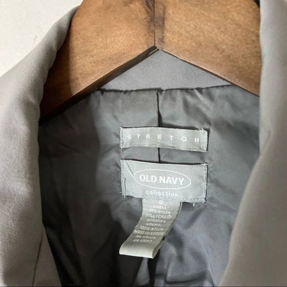Vintage Stretch Blazer Jacket Gray Zip Up Size 8 Professional Preppy Office - Picture 5 of 8